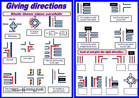 les directions worksheet printable worksheet
