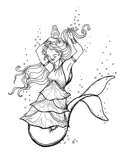 original coloring pages mermaid dolphin tail tiered dress