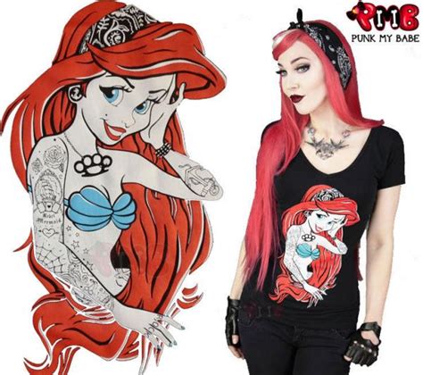 disney restyle rebel ariel little mermaid t shirt punk goth tattoo tee shirt top ebay