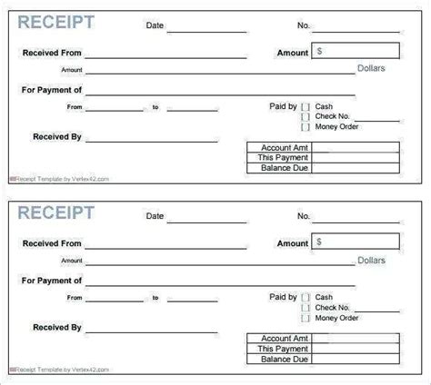 receipt book template   printable rent receipts