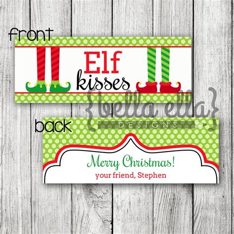 personalized elf kisses printable bag topper etsy