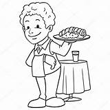 Waiter Colouring Pages Template Coloring sketch template