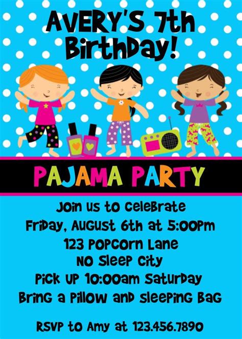 items similar to pajama party invitations pajama party birthday