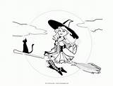 Witch Coloring Halloween Pages Witches Cute Drawing Broom Scary Colour Getdrawings Dance Popular Owl Detailed Coloringhome sketch template