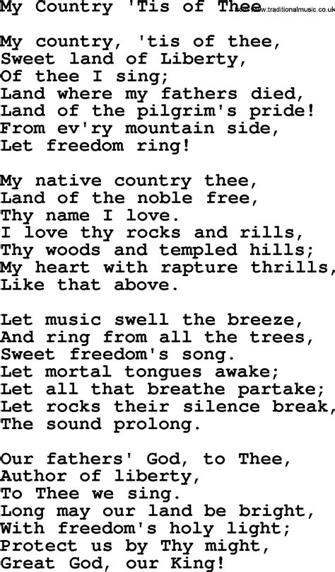 baptist hymnal christian song  country tis  thee lyrics    printing