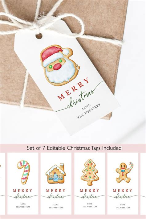 gingerbread cookie christmas gift tags santa holiday gift etsy gift