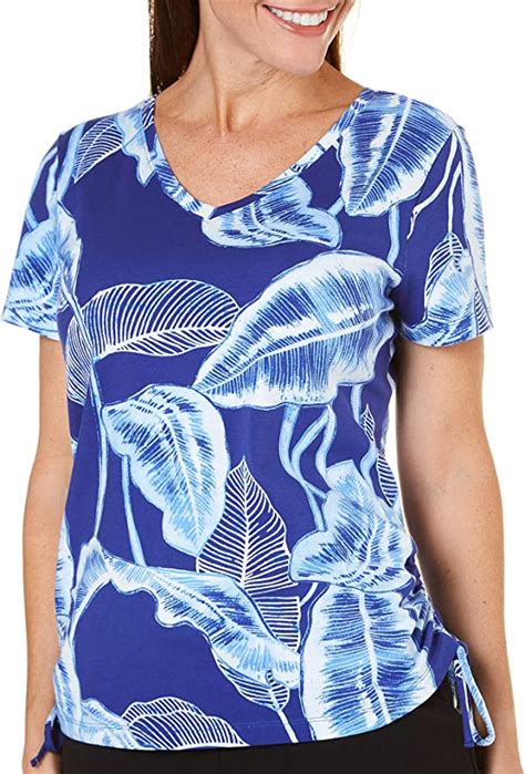 buy caribbean joe women s multi color printed short sleeve v neck