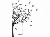 Schaukel Baum Wandtattoo Klebeheld Gesamtansicht sketch template