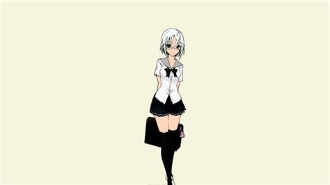 Wallpaper Illustration White Hair Anime Girls Blue