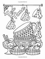 Coloring Pages Tea Adult Colouring Books Coffee Book Sheets Christmas Cute Kids Sweets Color Food Martie Inkleurprente Colorful Amazon Printable sketch template