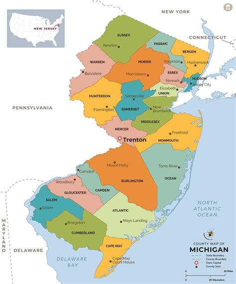 north jersey counties map map  west