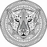 Cheetah Coloring Pages Adults Cub Circular Head Pattern Element Ethnic National Printable Getcolorings Getdrawings Print Color sketch template
