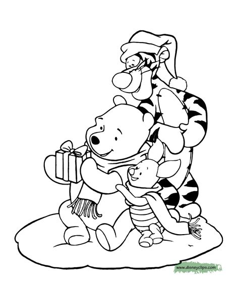 pooh bear christmas coloring pages