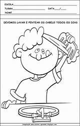 Higiene Atividades Corporal Cuidados Corpo Pentear Cabelos Infantil Saude Escovar sketch template