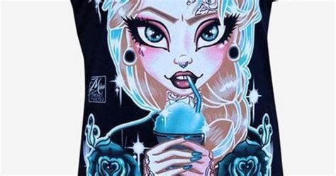 Details About Nwt Frozen Tattooed Disney Elsa Punk Scoop Neck Tee Shirt
