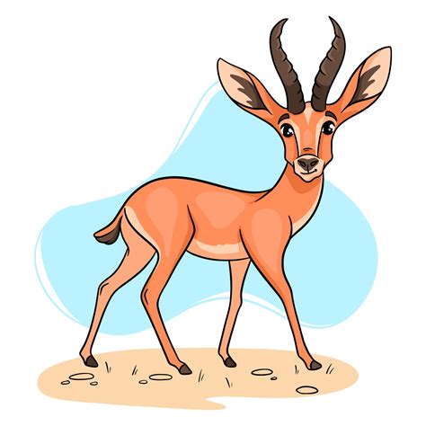 animal character funny gazelle  cartoon style  vector art