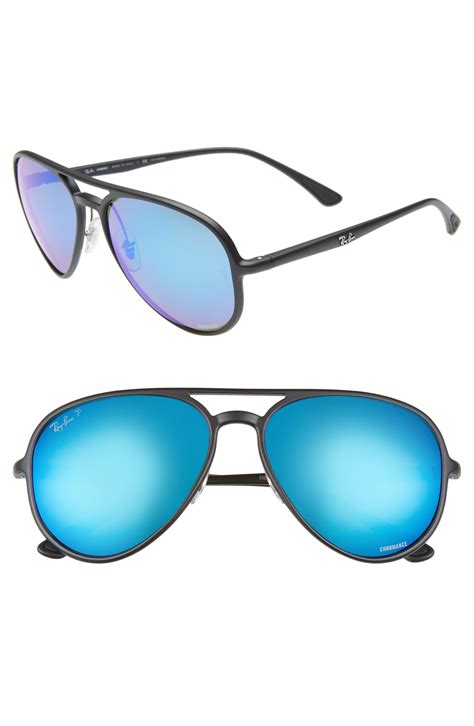 ray ban mm polarized aviator sunglasses  blue  men lyst