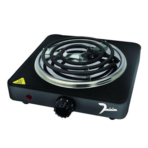 watt single coil burner black adjustable temperature control  medium  high