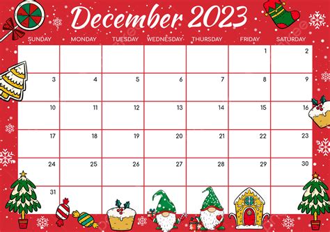 Gnomo Navidad 2023 Año Nuevo Dibujos Animados Rojo Diciembre Calendario