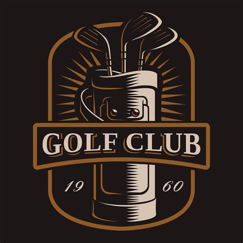 golf clubs vector logo  dark background  vector art  vecteezy