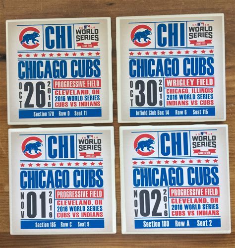 chicago cubs world series ticket coasters
