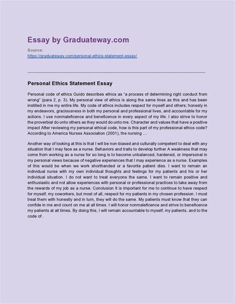 personal ethics statement essay sample essay ethics essay examples