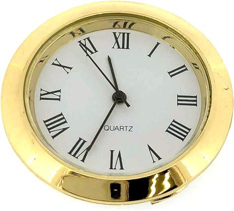 mini clock quartz movement insert  white dial gold tone bezel roman number amazoncouk