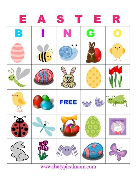 printable easter bingo game  typical mom