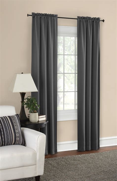 mainstays solid color room darkening rod pocket curtain panel set