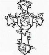 Coloring Pages Cross Roses Crosses Printable Disimpan Dari Flower sketch template