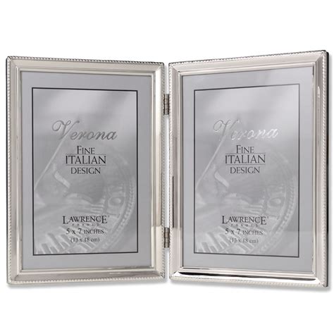 lawrence frames polished silver plate  hinged double picture frame