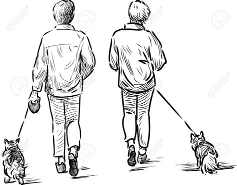 dog walking  coloring pages
