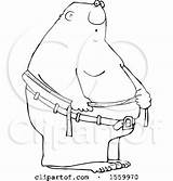 Belly Man Illustration Cartoon Fat His Lineart Measuring Djart Royalty Clipart Vector sketch template