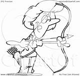 Archer Female Outline Cartoon Aiming Clip Illustration Royalty Toonaday Rf Ron Leishman Line Regarding Notes sketch template