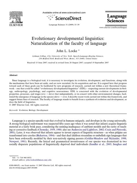 evolutionary developmental linguistics language development linguistics