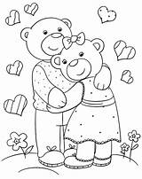 Colorear Osos Hugging Hug Abrazados Abbracciano Ourson Orsetti Supercoloring Bears Amoureux Wonder Valentin Coloriages Cif sketch template