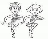 Coloring Pages Betty Wilma Flintstones 90e6 Dancing Printable Print Info sketch template