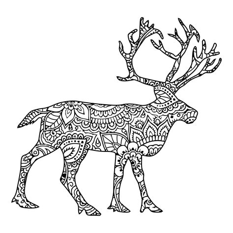basic deer mandala coloring page  print  color