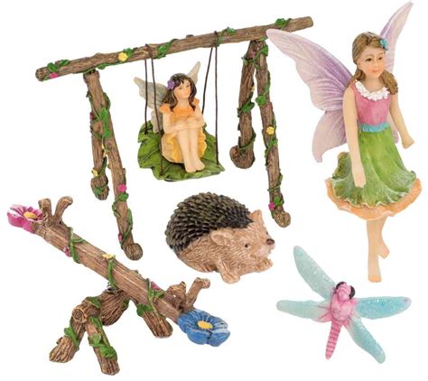 patio eden 6 piece fairy garden accessories set miniature fairies for