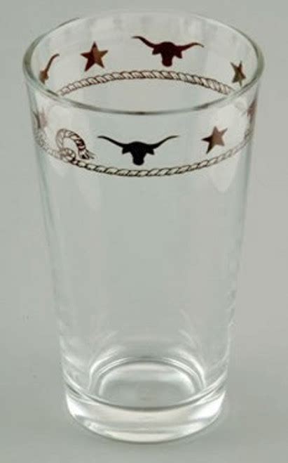Western Water And Iced Tea Glasses Ropes Stars And Longhorns 20 Oz 4