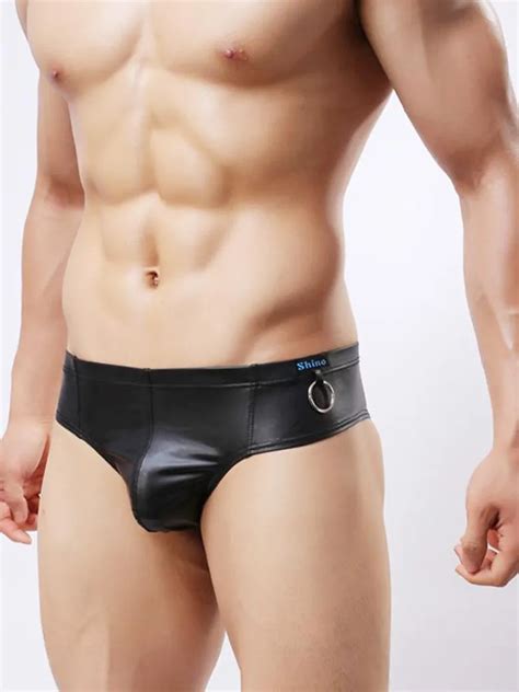 black underwear leather men boxers pants s m l wt5790 in boxers from