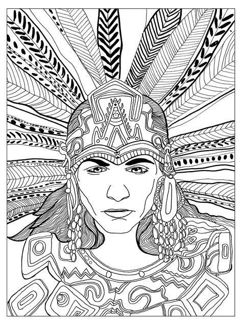 chief mayan mayans incas adult coloring pages
