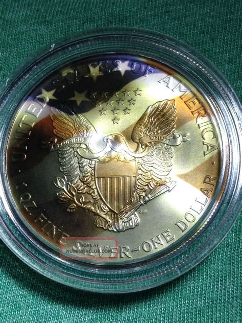 silver eagle oz  pure silver colorized dollar rare coin wcoabox
