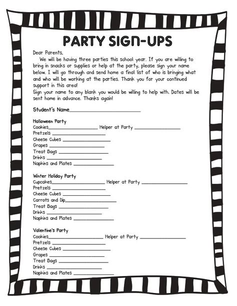 printable classroom party letter  parents template printable templates