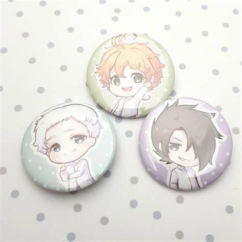 promised neverland button badge emma norman ray etsy