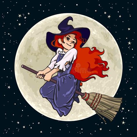 Beautiful Witch Holding Broomstick Happy Halloween Witches Funny