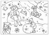 Kolorowanka Zimowe Zabawy Kolorowanki Zima Roku Pory sketch template