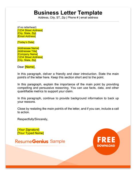 business letter format