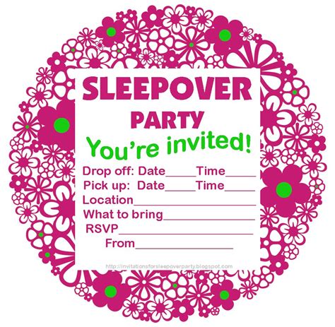 pin   sleepover invitations