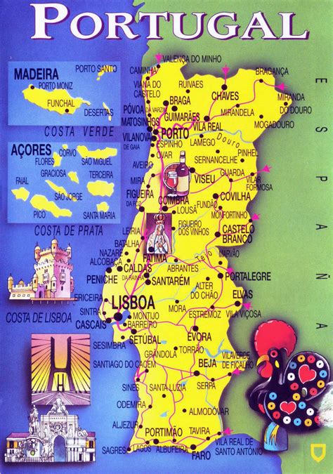 large tourist map  portugal portugal europe mapsland maps   world